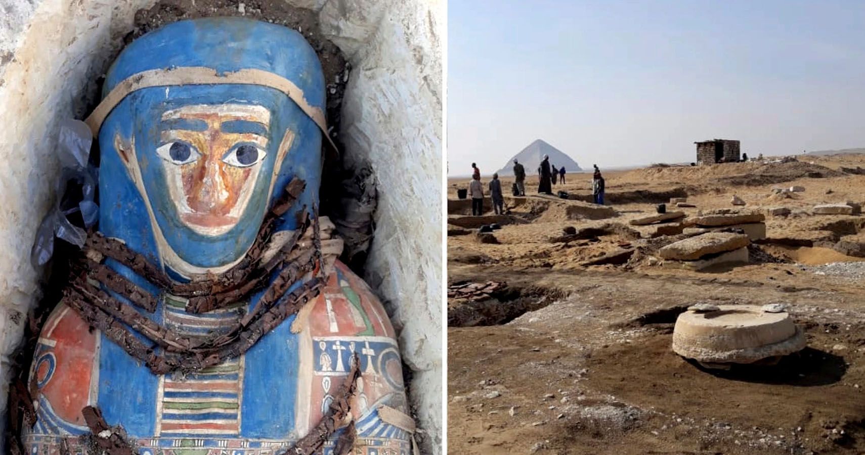 8 mumias egipcias em boas condicoes encontradas perto do Cairo