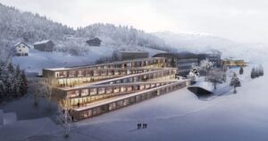 Novo hotel suíço revela planos de uma pista de esqui em ziguezague em seu telhado
